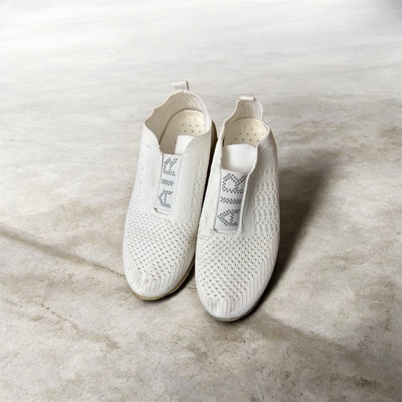 Shoes - White Knit Slip-On Sneakers